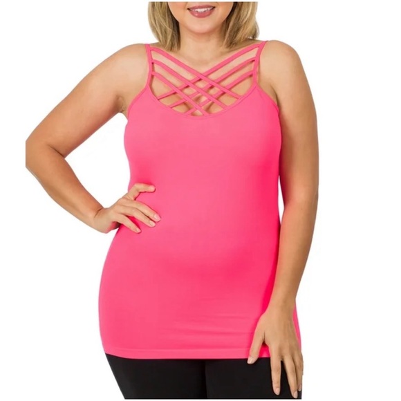 Zenana Outfitters Seamless Lattice Front Cami with Adjustable Straps - Picture 1 of 3